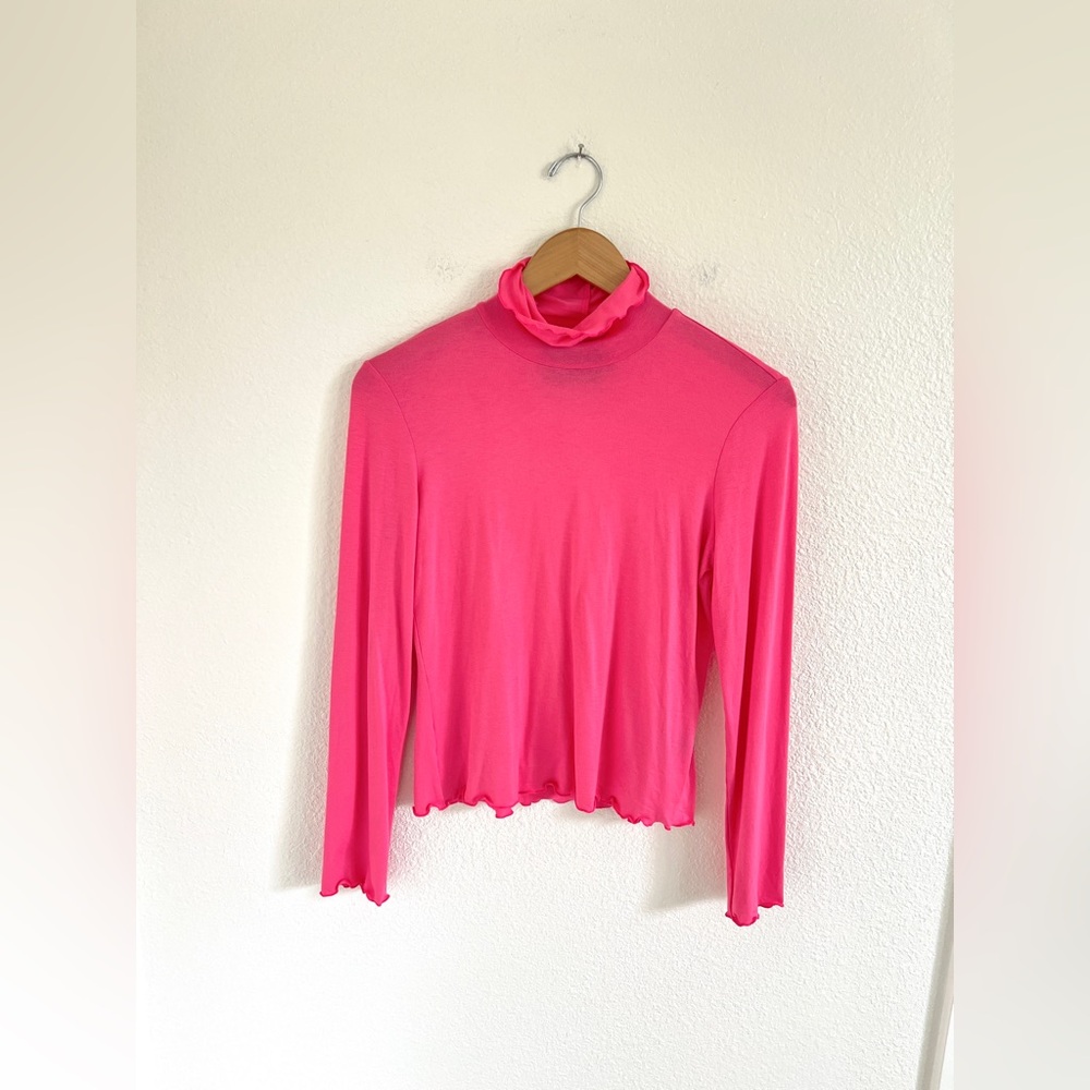 NO. 6 STORE pink tissue RUMI turtleneck top / size M